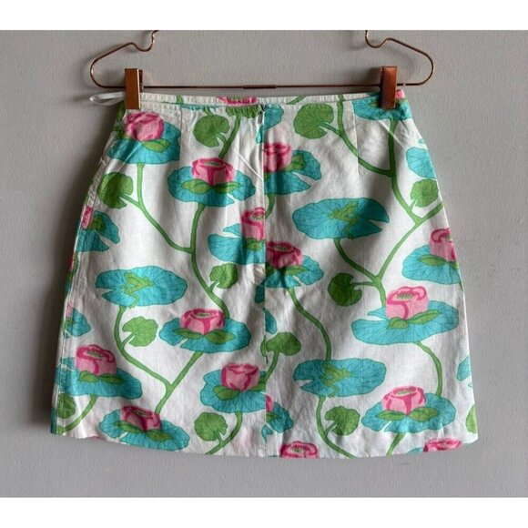 Lilly Pulitzer Womens Flat Front Summer Mini Skirt Multicolor Floral Green Sz 4 - Picture 2 of 9